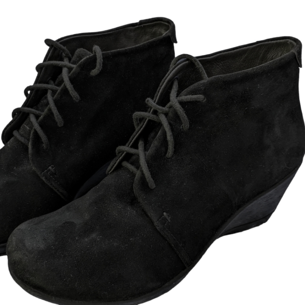 Dansko Wedge Ankle Booties Black Suede size 38